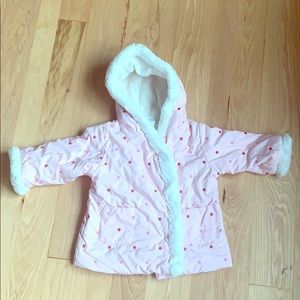 Pink Hooded Jacket with faux fur trim